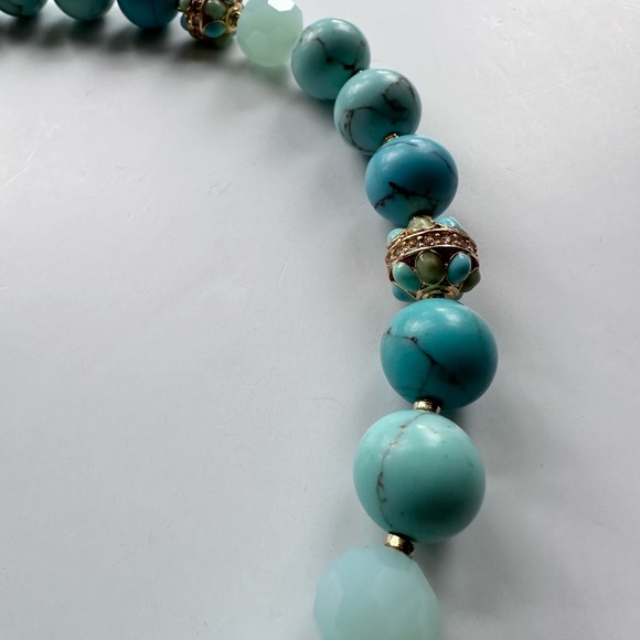 Vintage Lauren Ralph Lauren Turquoise and Amazonite Glass Bead Necklace - Picture 9 of 12